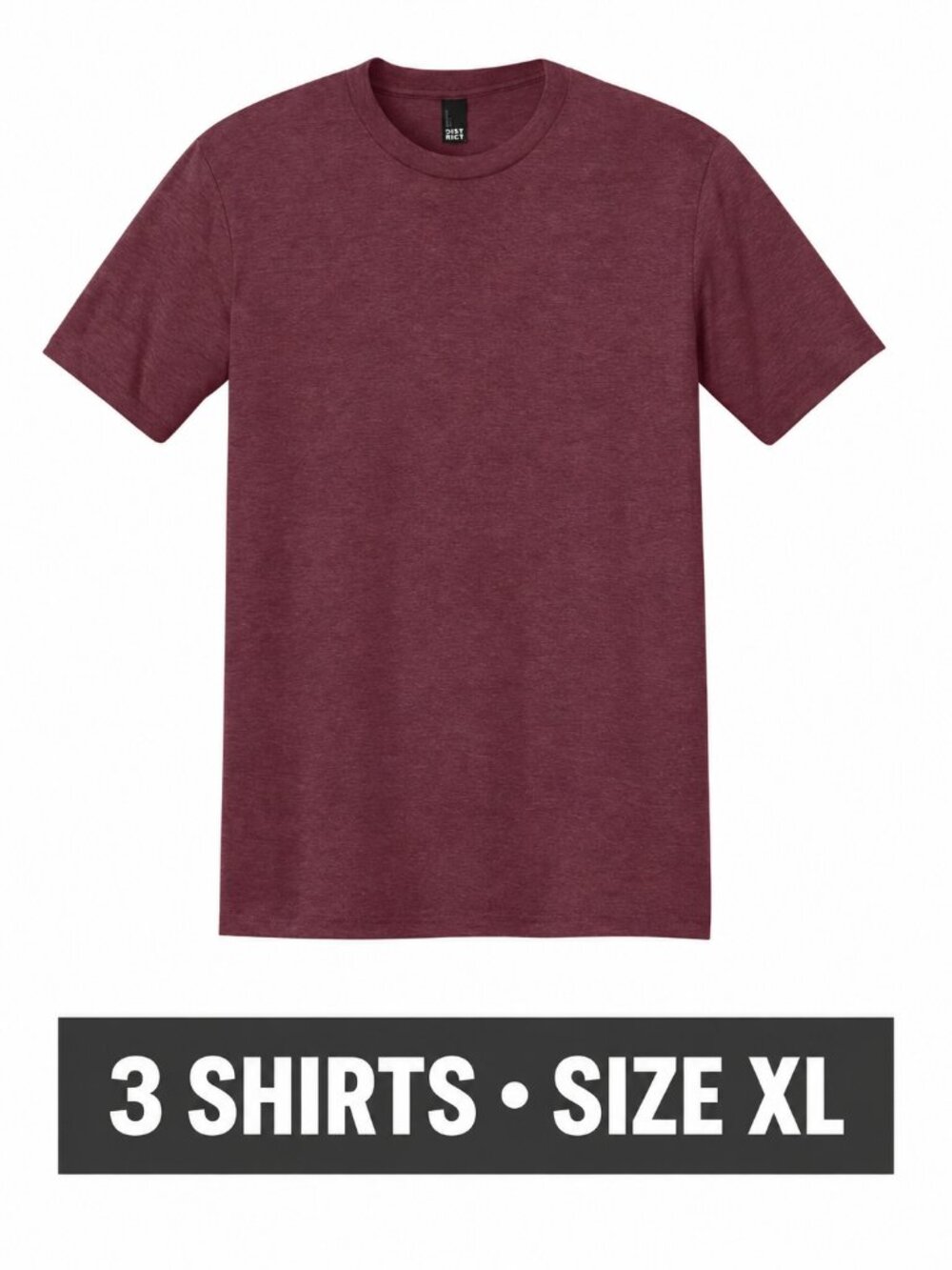 3 District Perfect Tri Tees Maroon Frost XL DM130 New